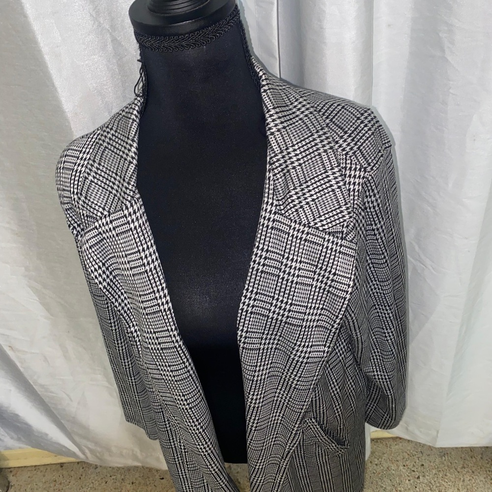 MELLODAY Black and White Checkered Blazer